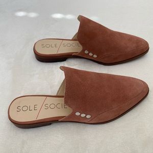 Sole Society Suede Flat Mules 7.5M